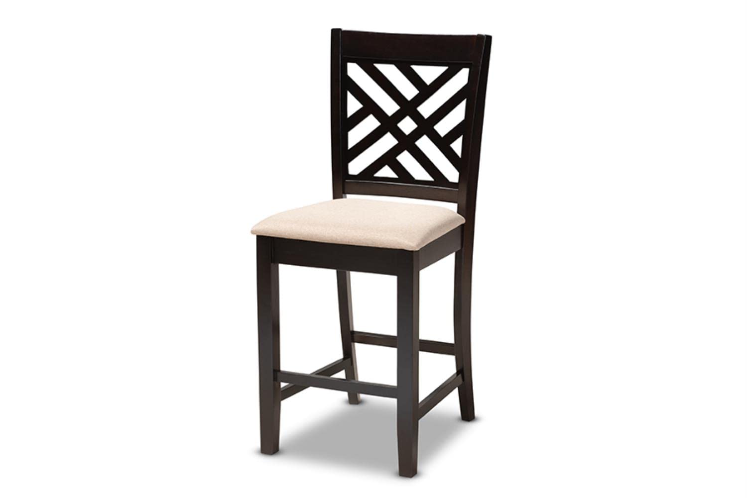 Baxton Studio Caron Modern and Contemporary Sand Fabric Upholstered Espresso Brown Finished 5-Piece Wood Pub Set